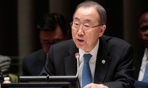 Secretary-General Ban Ki-moon addresses UN General Assembly high-level event.