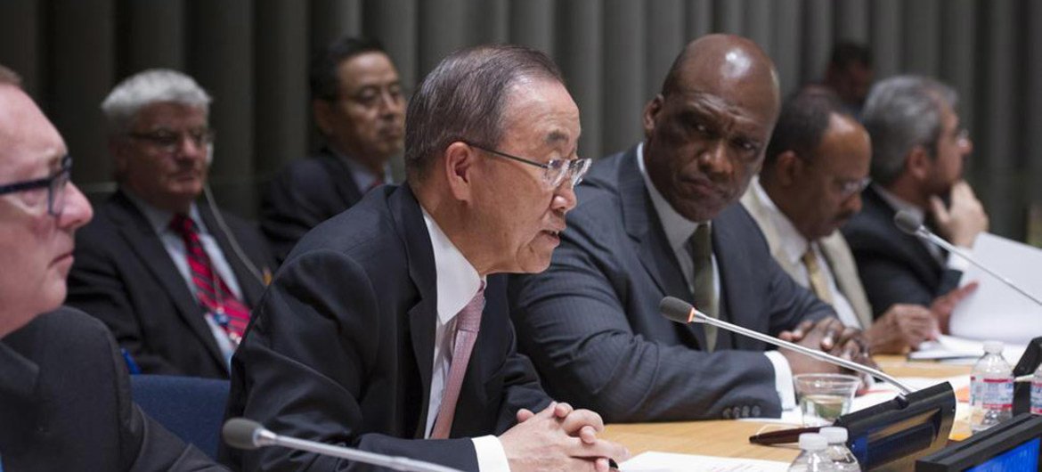 El Secretario General de la ONU   Ban Ki-moon durante un acto de la Asamblea General  Foto archivo: ONU/ Eskinder Debebe