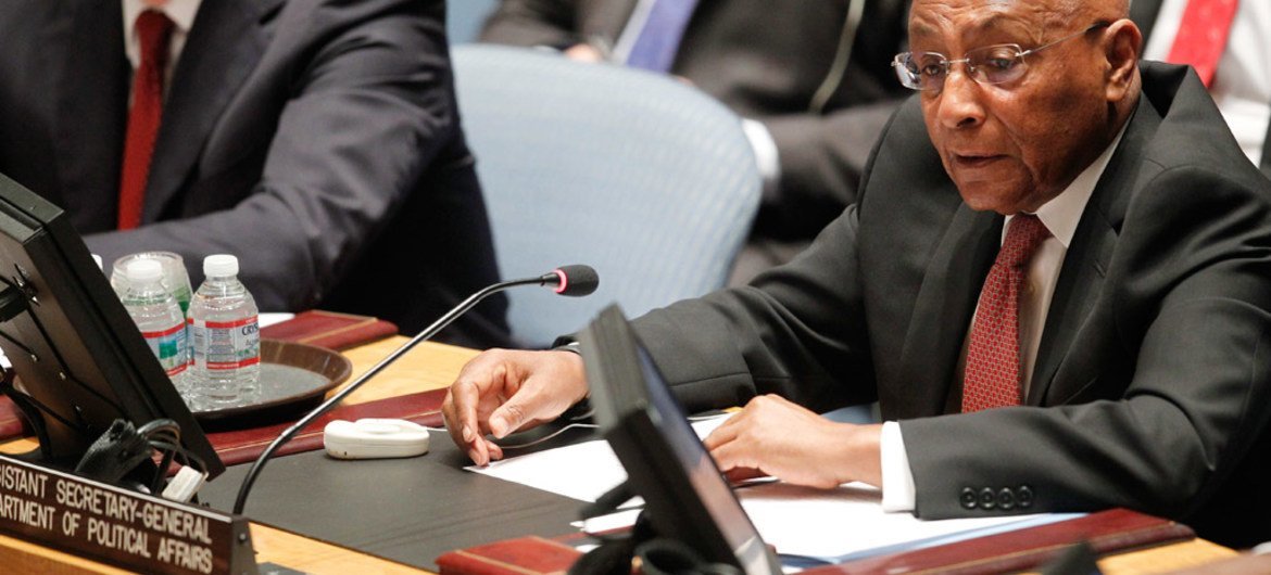 联合国负责政治事务的助理秘书长泽里胡恩在安理会做情况通报。联合国资料图片/Paulo Filgueiras