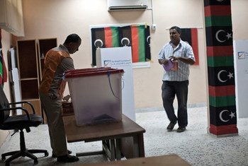 Scene from a polling center on Council of Representatives election day in Libya.