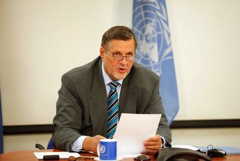 Ján Kubiš, Special Representative and head of the UN Assistance Mission in Afghanistan (UNAMA), addresses UN Security Council via video conference from Kabul.