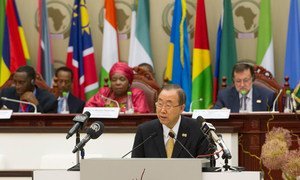 Secretary-General Ban Ki-moon addresses the 23rd African Union (AU) Summit in Malabo,  Equatorial Guinea.