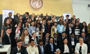 Winners of international multilingual essay contest co-organized by ELS Educational Services, INC., and the United Nations Academic Impact (UNAI), participate in youth forum at UN Headquarters.