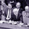 Eduard Shevardnadze, durante una sesión del Consejo de Seguridad de la ONU  Foto archivo: ONU/ Saw Lwin