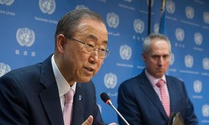 Secretary-General Ban Ki-moon briefs the press on developments in the Middle East.