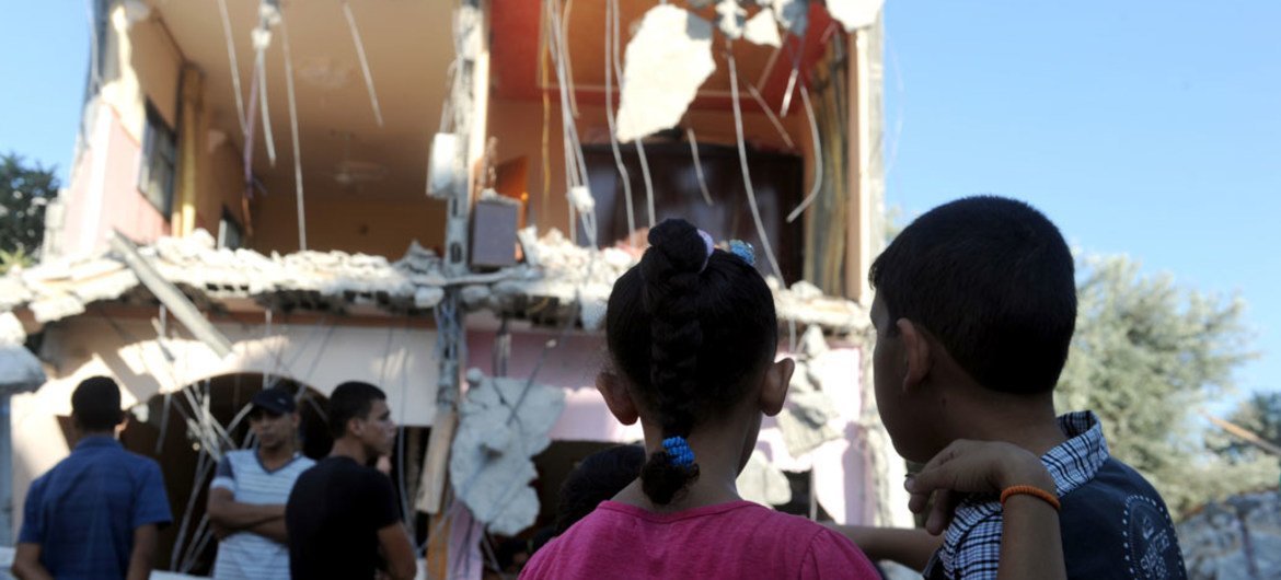 Casa destruida en bombardeo israelí a Gaza. Foto: ONU-Shareef Sarhan