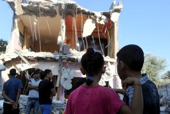 Une maison détruite par une frappe aérienne israélienne à Gaza.