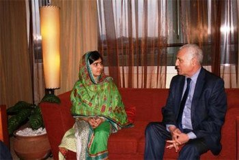 Special Representative for West Africa, Said Djinnit, meets with Malala Yousafzai in Abuja, Nigeria.