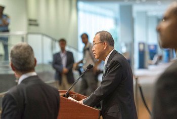 El Secretario General de la ONU, Ban Ki.moon, durante una conferencia de prensa  Foto:  Mark Garten
