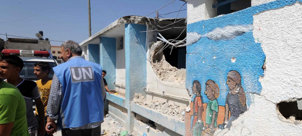 La escuela de Jabalia en Gaza sufrio los efectos del conflicto en Gaza.