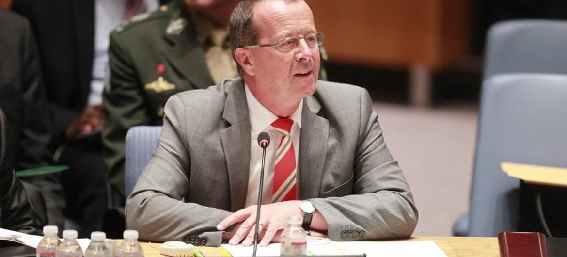 秘书长特别代表科布勒在安理会就刚果民主共和国局势做汇报。联合国图片资料/Paulo Filgueiras