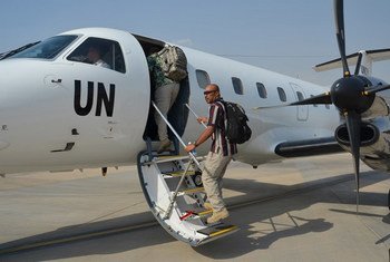 A UN flight takes humanitarian workers from Baghdad to Erbil in Iraq.