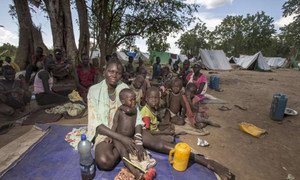 South Sudanese refugees sit in the shade of a tree in Ethiopia which hosts more than 600,000 refugees from several countries.