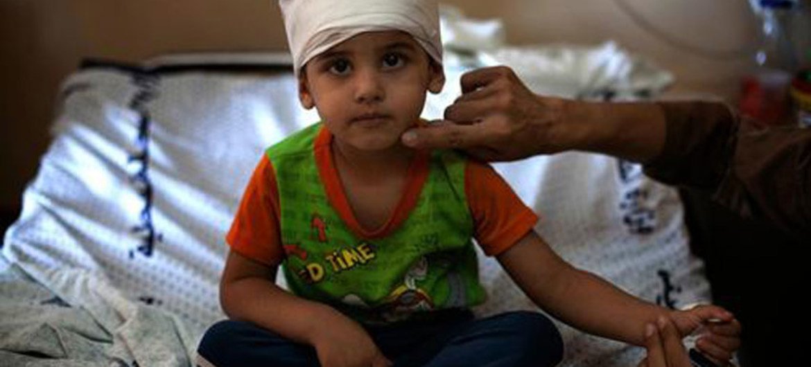 Un enfant palestinien blessé à Gaza. Photo : UNICEF/D'Aki