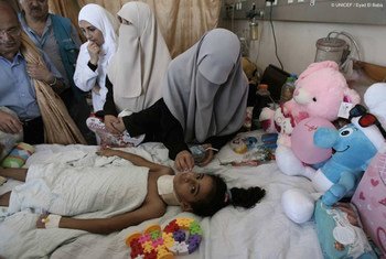 Seven-year-old Maha, who is paralyzed down the neck following an airstrike in Gaza, was allowed to leave Gaza on 20 August 2014 and is on her way to a hospital in Turkey to seek adequate treatment.