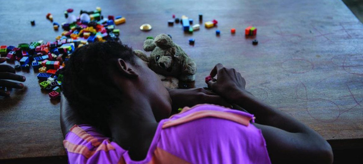 A young rape survivor at a safe house in Monrovia, Liberia.