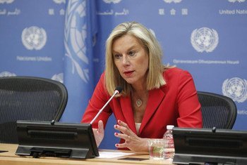 Special Coordinator for the Joint Mission of the Organization for the Prohibition of Chemical Weapons and the UN (OPCW-UN) Sigrid Kaag briefs the press.