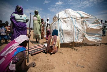 A group of women and children in Kalma camp for internally displaced people, South Darfur.