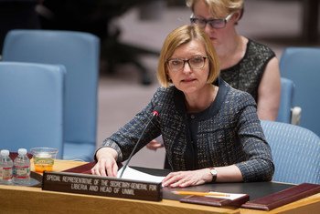 Special Representative Karin Landgren briefs the Security Council on the spread of Ebola in Liberia.