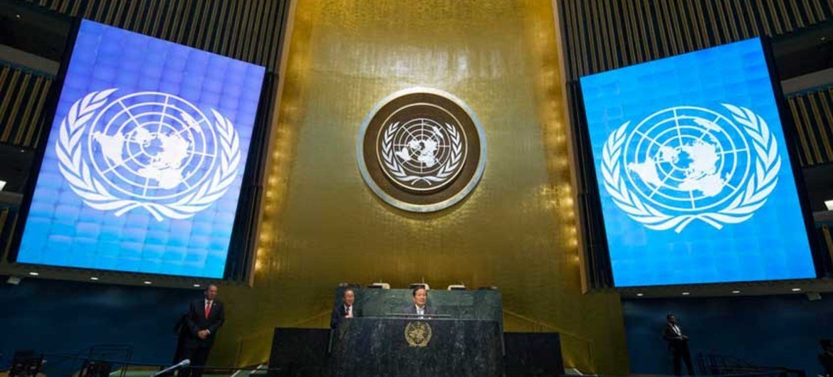 Visit by the Secretary-General to the newly renovated GA Hall, 15 September 2014.