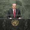 President of Turkey Recep Tayyip Erdogan addresses the general debate of the sixty-ninth session of the General Assembly.