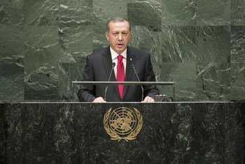 President of Turkey Recep Tayyip Erdogan addresses the general debate of the sixty-ninth session of the General Assembly.