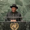 President Goodluck Jonathan of Nigeria addresses the general debate of the sixty-ninth session of the General Assembly.