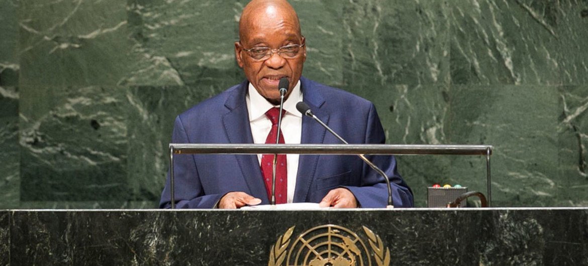 南非总统祖马在联大发言  联合国图片