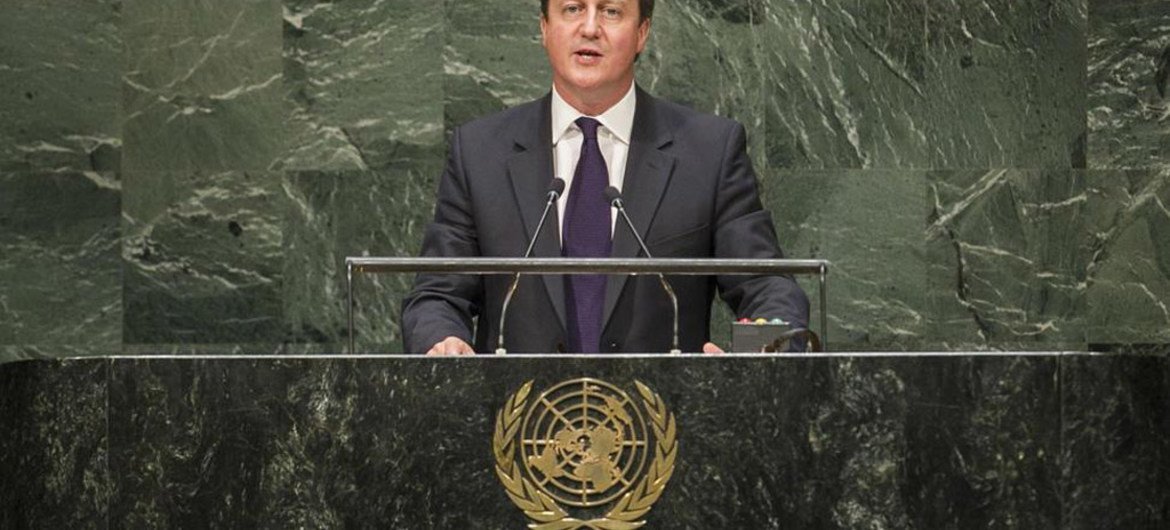 British Prime Minister David Cameron addresses the General Assembly.