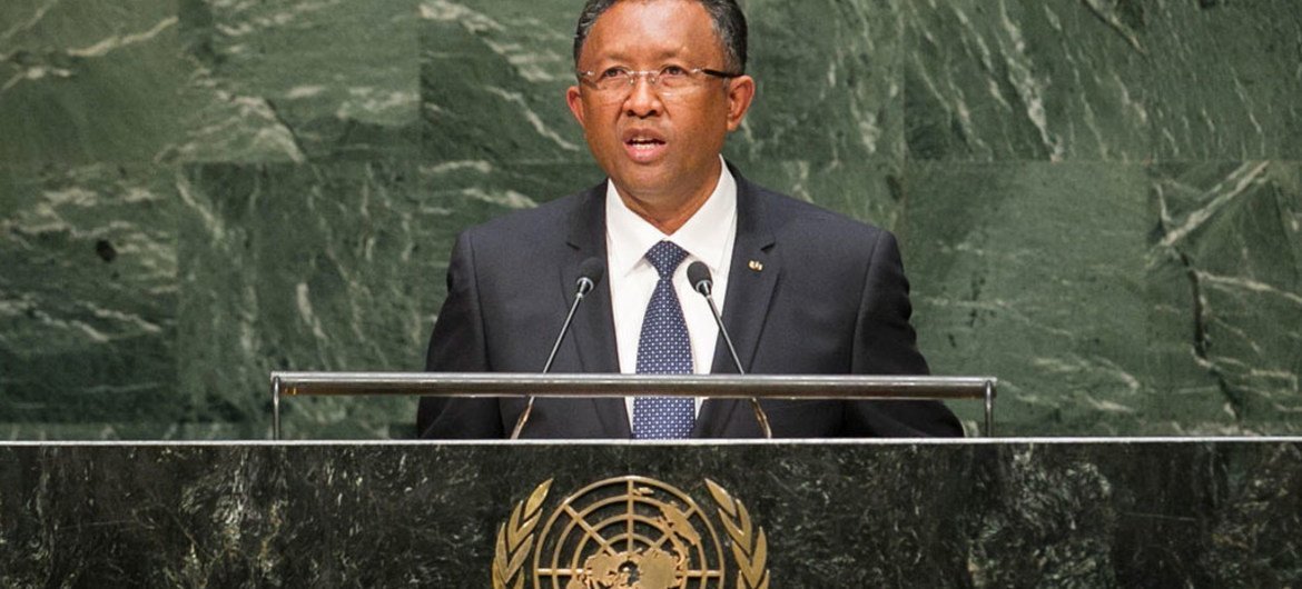 Le Président de Madagascar, Hery Rajaonarmampianina. Photo ONU/Cia Pak