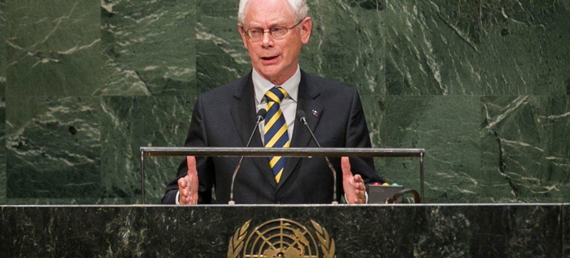 Herman Van Rompuy, President of the Council of the European Union addresses the General Assembly.