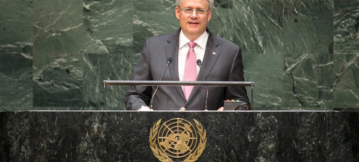 Prime Minister Stephen Harper of Canada addresses the general Assembly.