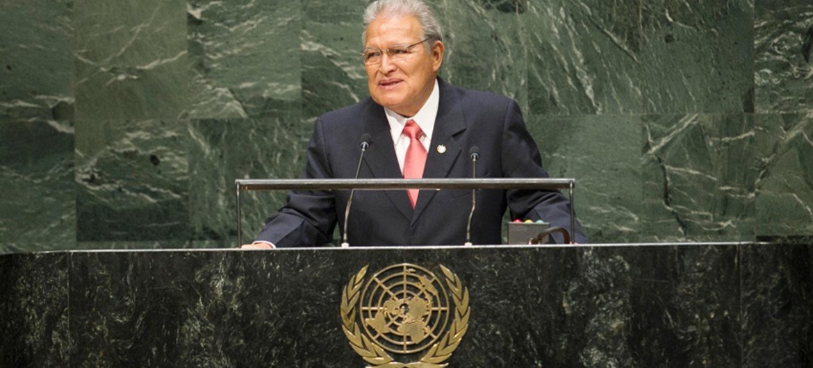 Salvador Sánchez Cerén, President of El Salvador, addresses the general debate of the sixty-ninth session of the General Assembly.