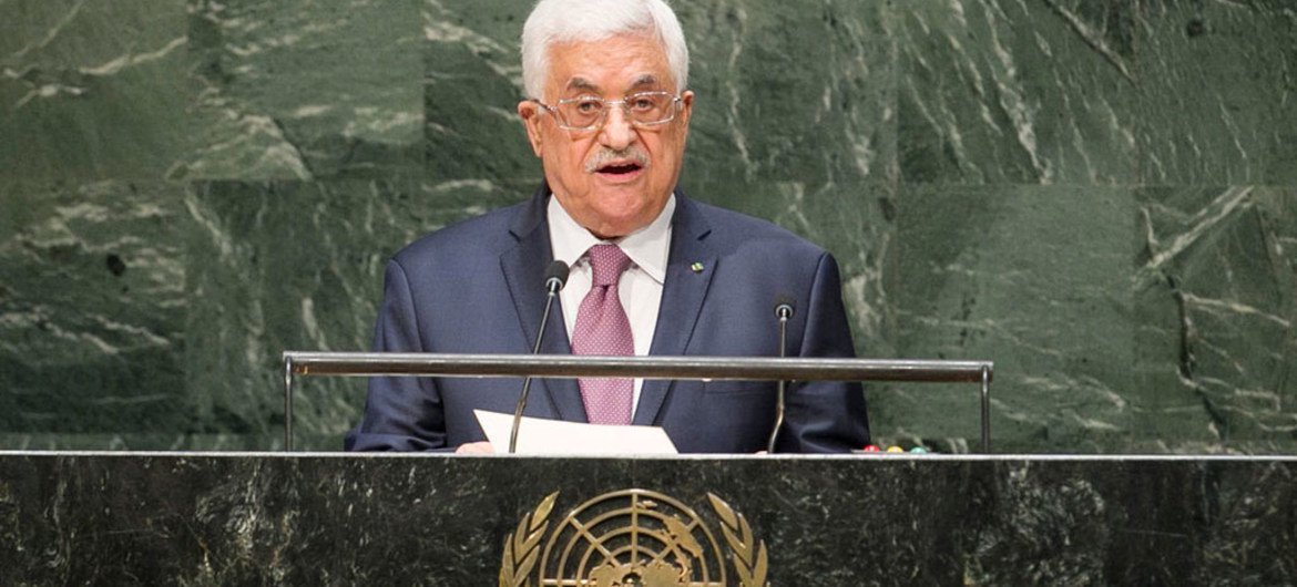 Mahmoud Abbas, President of the State of Palestine Chairman of the Executive Committee of the Palestine Liberation Organization,  addresses the General Assembly.