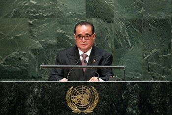Foreign Minister Ri Su Yong of the Democratic People's Republic of Korea addresses the General Assembly.