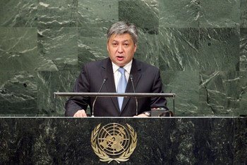 Foreign Minister Erlan Abdyldayev of Kyrgyzstan addresses the General Assembly.