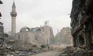 Destruction in the ancient city of Aleppo, Syria.