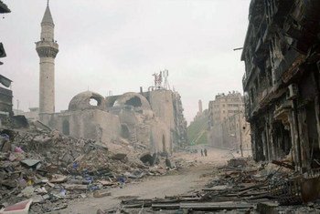 Destruction in the ancient city of Aleppo, Syria.