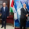 Secretario General de la ONU, Ban Ki-moon se reúne con el premier palestino Rami Hamdallah (izquierda) y con el Primer Ministro Israelí, Benjamín Netanyahu, (derecha). Foto ONU/Eskinder Debebe