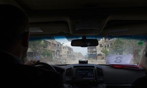 Secretary-General Ban Ki-moon visits the war-ravaged enclave of Gaza, 14 October 2014.