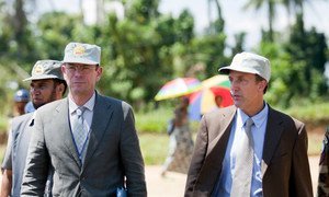 OHCHR Director in the Democratic Republic of the Congo (DRC) Scott Campbell (right), and Assistant Secretary-General for Human Rights Ivan Šimonović visit Shabunda, in the DRC’s South Kivu province in May 2012.
