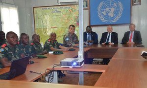 From right: Head of MONUSCO Martin Kobler, UN Special Envoy for the Great Lakes region, Said Djinnit and Boubacar Diarra, AU Special Representative for Burundi and the Great Lakes region meeting in Beni, Democratic Republic of the Congo (DRC) with Commanders of FARDC.