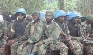 Tanzanian troops of the MONUSCO Intervention Brigade and FARDC soldiers conducting a joint patrol in the fight against the Ugandan rebels of ADF, in Beni territory, North Kivu, Democratic Republic of the Congo (DRC).