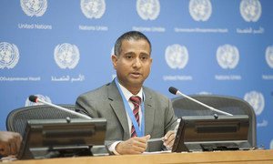 Special Rapporteur on the situation of human rights in Iran Ahmed Shaheed briefs the press.