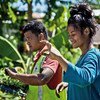 小岛屿国家脆弱的粮食体系极易受到气候变化和海平面上升的冲击。图为红十字会与红新月会国际联合会在太平洋岛国萨摩亚开展的蔬菜种植园项目，旨在向社区传授最佳种植方案。