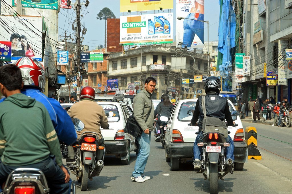 尼泊尔首都加德满都街道图片。