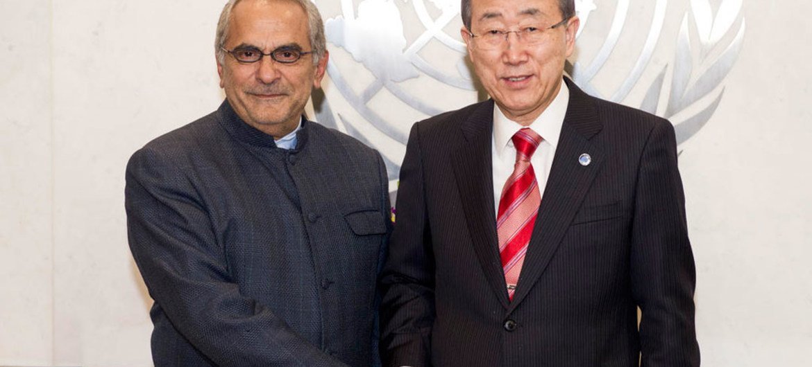 Secretary-General Ban Ki-moon (right) and Jose Ramos-Horta, newly-appointed chair of the High-Level Independent Panel on Peace Operations.