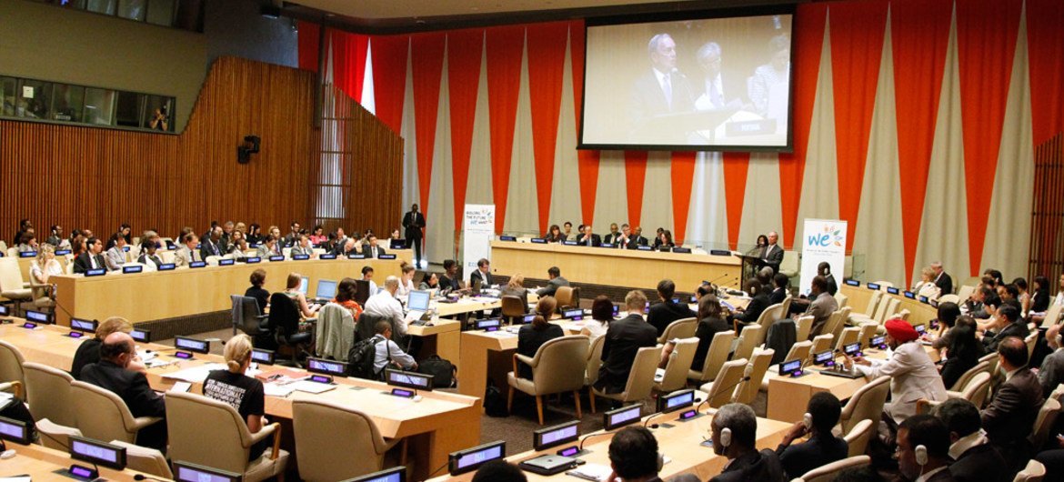 A wide view of the ECOSOC Chamber.