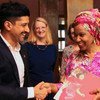 UN Women Executive Director Phumzile Mlambo-Ngcuka meets with Bollywood icon Farhan Akhtar, the first-ever male appointed as UN Women Goodwill Ambassador.