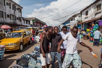 Street sellers at Waterside market in central Monrovia, where there has seen a huge drop in customers over the past months due to the onset of the Ebola Virus Disease.
